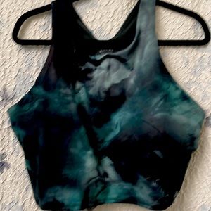 NWOT  Athleta Racerback Sport Bra Top 2X Green Tie dye